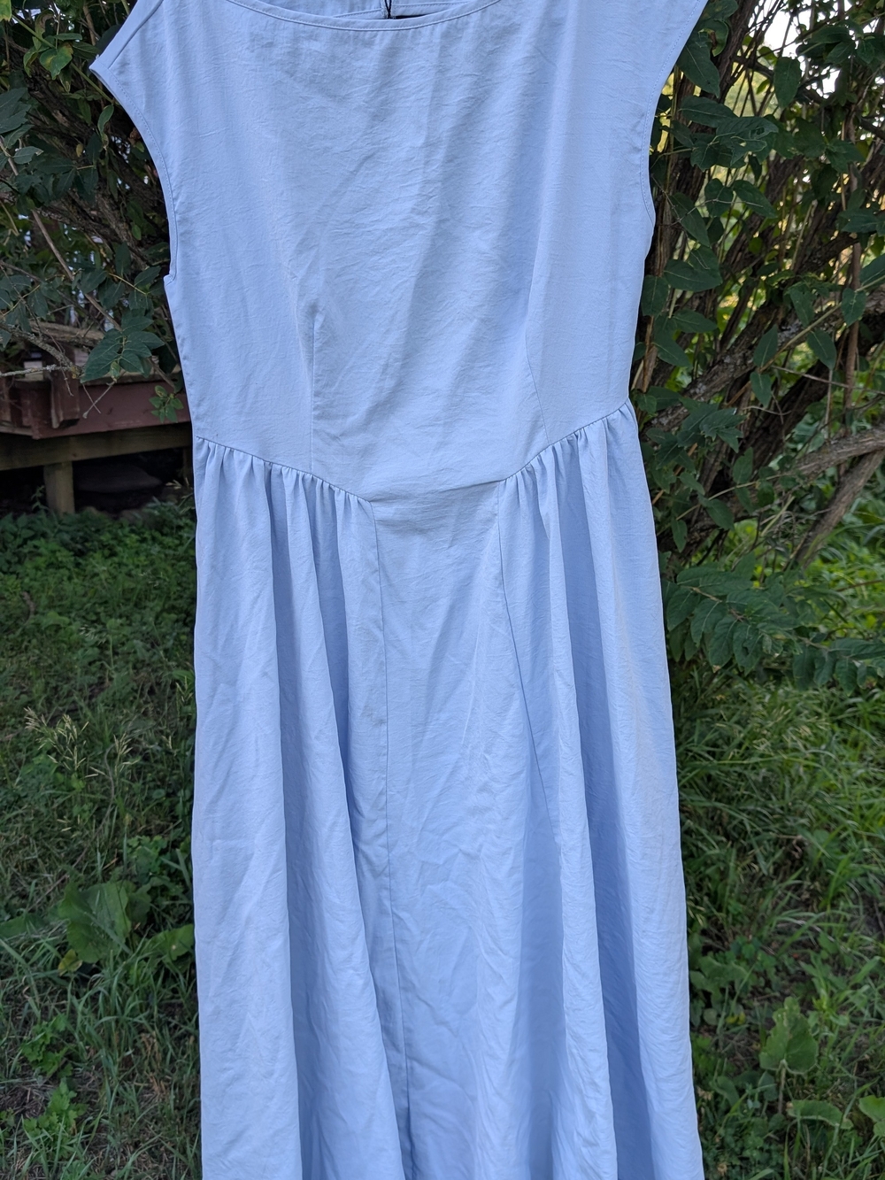 Light Blue Women's Cotton Midi Dress